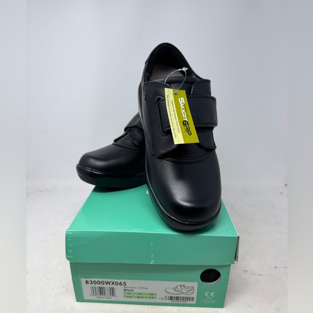 APEX Ambulatory B3000W Black Leather Shoes Diabetic‎ Size 6.5 X-Wide New In Box